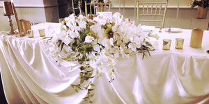 Wedding and Event Hire Pic 5 - Custom designed real touch cymbidium orchids Sweetheart Table centrepiece