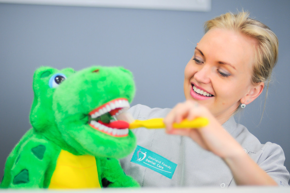 Heyfield Family Dental Care Pic 1 - Demonstrating to the kids how to brush teeth more efficient and gentler