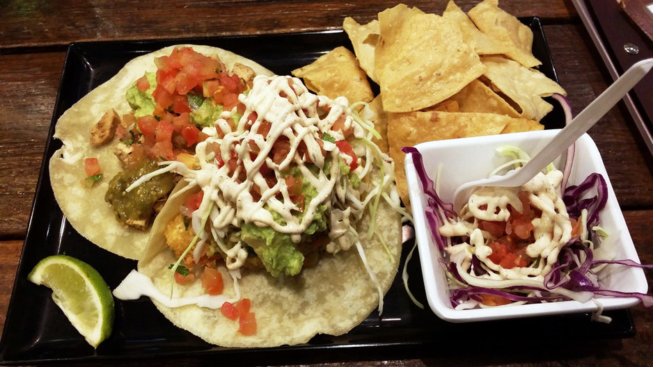 California Taco's Pic 1 - Check this out 17 Two tacos chips salad guacamole dressings