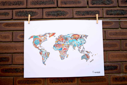 Equivocal Pic 1 - Connected World Digitally Printed and Hand Painted on 100 Recycled paper