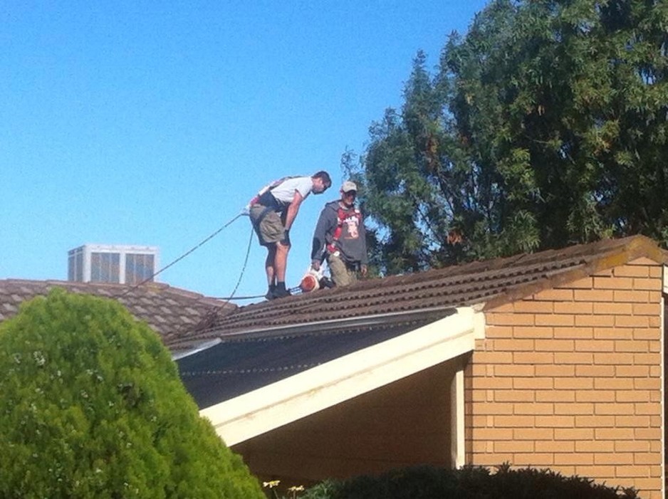 Gutter Releaf Pic 2 - Safety equipment used fully insured and all staff fully trained in roof gutter cleaning