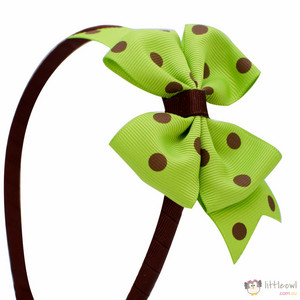 littleowl.com.au Pic 2 - littleowlcomau dotted green bow headband