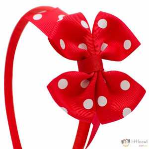 littleowl.com.au Pic 3 - littleowlcomau dotted red bow headband