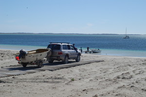 EP Boat Hire Pic 2 - Farm Beach has a concrete and timber track over the soft sand