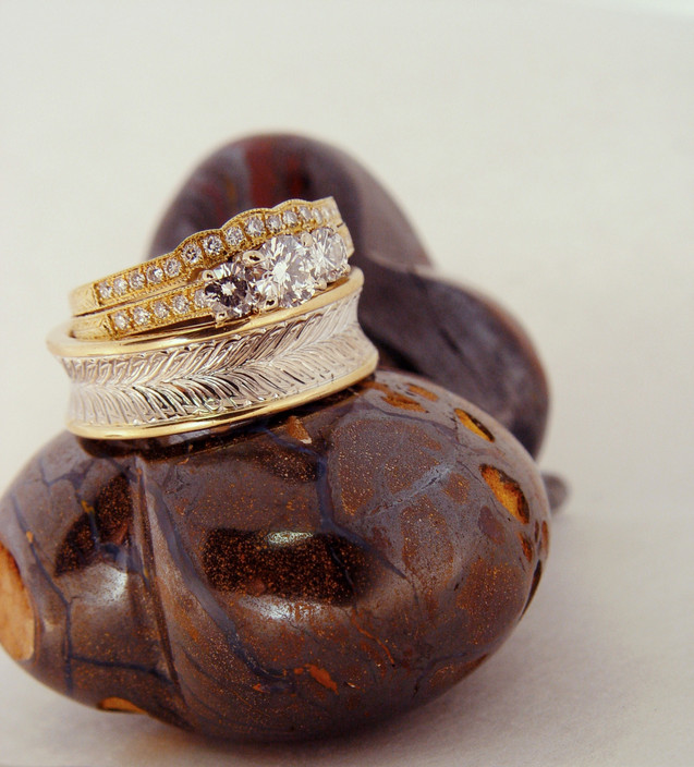 Tremonti Fine Gems and Jewellery Pic 1 - A set of Wedding Rings for Him and Her handcrafted by Master Swiss Goldsmith Karin Tremonti for one of her valued customers