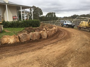 Irrigation Direct & LNC Earthworks Pic 4 - Half way through construction of rock wall