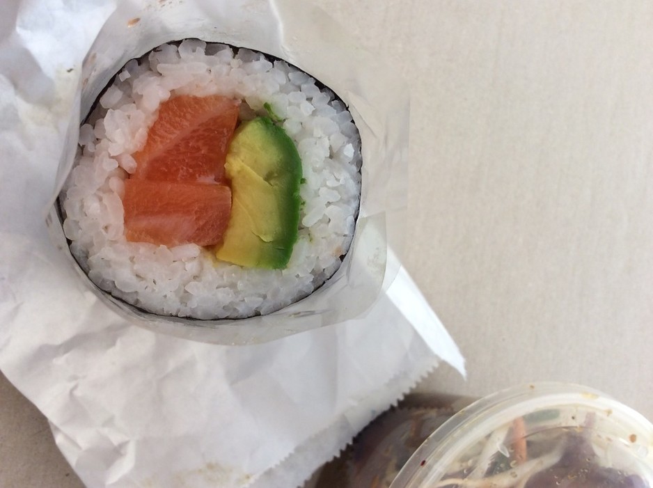 Sushi Square Pic 1 - Detail of salmon avocado roll