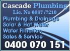 Cascade Plumbing and Filtration Pic 1 - plumbing water filtration Ipswich QLD