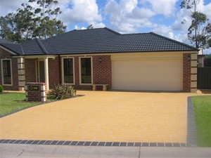 T & T O'Breza Concreting Pty Ltd Pic 5 - Stencil Pattern driveway with border by T T OBreza Concreting