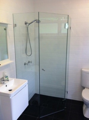 Chatswood Glass & Shower Screens Pic 4 - Splayed or Diamond shape10mm frameless shower screen