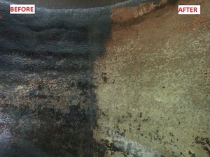 Rain Water Tank Cleaning and Repairs Pic 2 - A concrete tank showing the before and after it has been cleaned