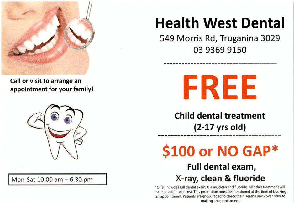 Health West Dental Clinic Pic 1 - promo voucher for 100 checkup and clean