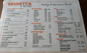 Bennett's on the River Pic 2 - Bennetts on the River Penrith Menu