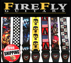 Firefly Guitars Pic 2 - Super Soft Colourful Dacron Guitar Straps Lots of designs available