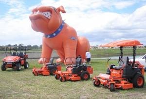 Bad Boy Mowers Pic 1 - fluffy our team mascot with a selection of bad boy mowers products