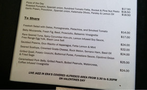 Era Bistro Pic 5 - Valentines Day lunch menu