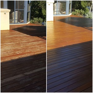 Blue Coast Painting Pic 3 - Exterior deck at Chain Valley before after