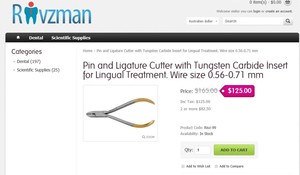 Rivzman Dental Solutions Pic 2 - Pin and Ligature Cutter with Tungsten Carbide Insert for Lingual Treatment Wire size 056071 mm