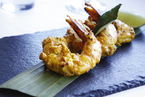 Delhi 'O' Delhi Caringbah Pic 3 - DAKSHINI JHINGA King prawns marinated with coconut curry leaves green chilli and mustard oil smoked in tandoor