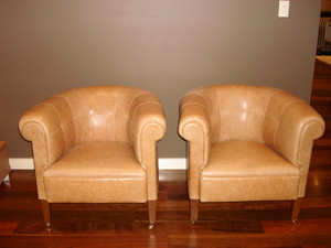 Sydney Upholstery Pic 2 - Club chairs reupholstered in leather