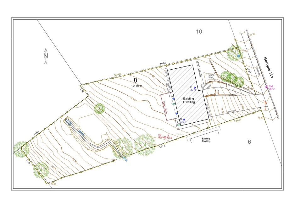 TopoSurveys - Land Surveyor Pic 1 - Feature Survey on lot with existing house for architectural designsubdivision