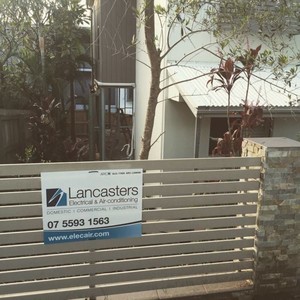 Lancasters Electrical & Airconditioning Pic 4 - Our sign proudly outside a new build area