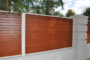 Adelaide Balustrade & Fencing Pic 5 - Red Cedar aluminium slat fence