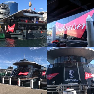 Innovative Marine Coatings Pic 3 - Corporate event branding of boat charter Starship Sydney for Budweiser