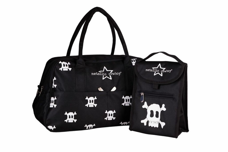 A Little Bit of Cheek Pic 1 - Metallic Cowboy Boy Skull Nappy Bag and Lunch Bag