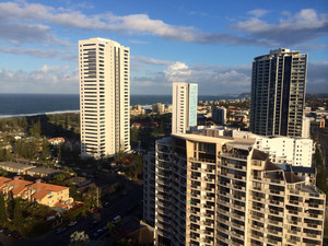 Meriton Serviced Apartments Pic 4 - View from balcony of a level 21 apartment mountain facing