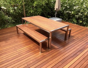 ISD Enterprises Pty Ltd Pic 5 - Custom Made Outdoor Setting 2metres x 1metre in A Grade Merbau Timber with Stainless Steel Frame Decking by ISD Enterprises also