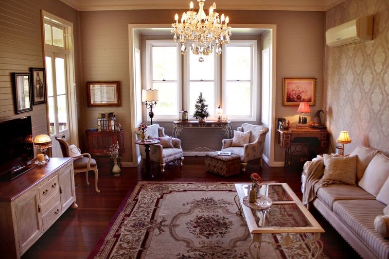 Rosealynd House Interior Design Pic 1 - 1900 farm house transformed with crystal chandeliers damask wallpaper All furniture in photo has been transformed restored reupholstered by Rosealynd House