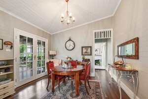 Rosealynd House Interior Design Pic 5 - With new French doors pendant lights fretwork wide skirtings its now a lovely dining room for discussing the day at Northern Rivers