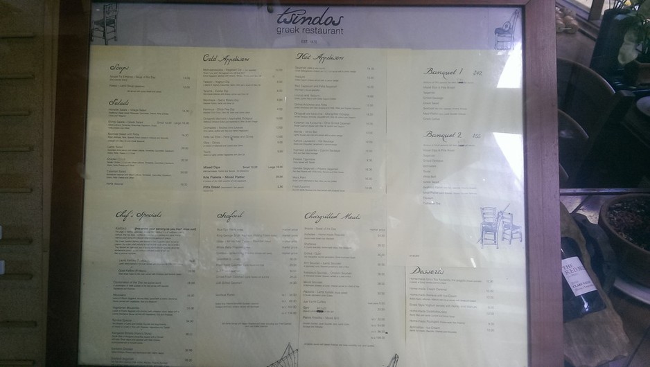 Tsindos Greek Restaurant Pic 1 - Menu