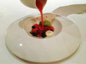 Galileo Restaurant Pic 5 - 7 of 8 Basil sorbet and vanilla panna cotta with strawberry soup