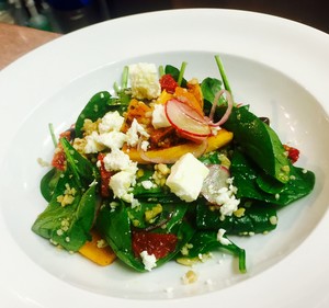 New Aromas Cafe Pic 2 - Pumpkin fettababy spinach semi dried tomatopine nuts lemon olive dressing