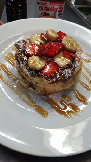 New Aromas Cafe Pic 3 - Nutella banana strawberries pancake