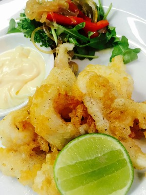 New Aromas Cafe Pic 4 - Salt Pepper calamari pickled onionkale lime aioli