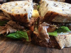 Janus Pic 2 - Grilled haloumi roast lamb on soy and linseed sourdough from takeaway cafe on ground floor