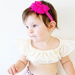 Tot Glamour Pic 2 - Armani in our Rose Pink Sienna Pinwheel Bow Headbands