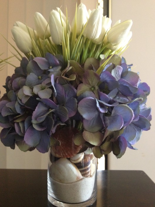 Beautiful Blooms Perth Pic 1 - Artificial tulips and hydrangea arrangement