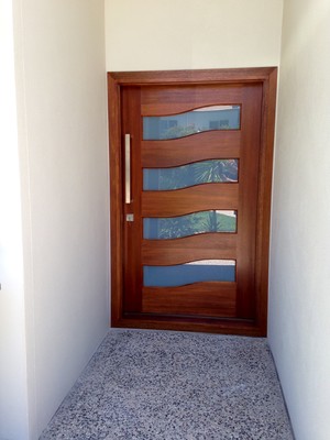 Door City Pic 2 - Door City Solid Timber Seascape Pivot Door Stained and Installed