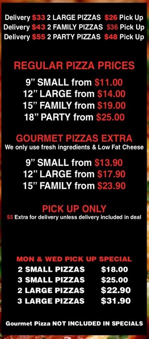 SA's Smokin Pizza Pic 2 - Prices