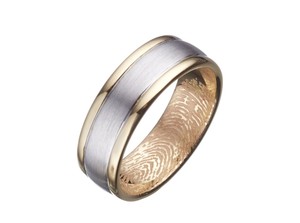 Orion Joel Custom Jewellery Pic 2 - Unique finger print 2 tone gold wedding ring