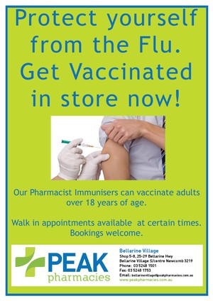 Peak Pharmacy Bellarine Village Pic 2 - Protect yourself from the Flu Get vaccinated in store now at Peak Pharmacy Bellarine Village