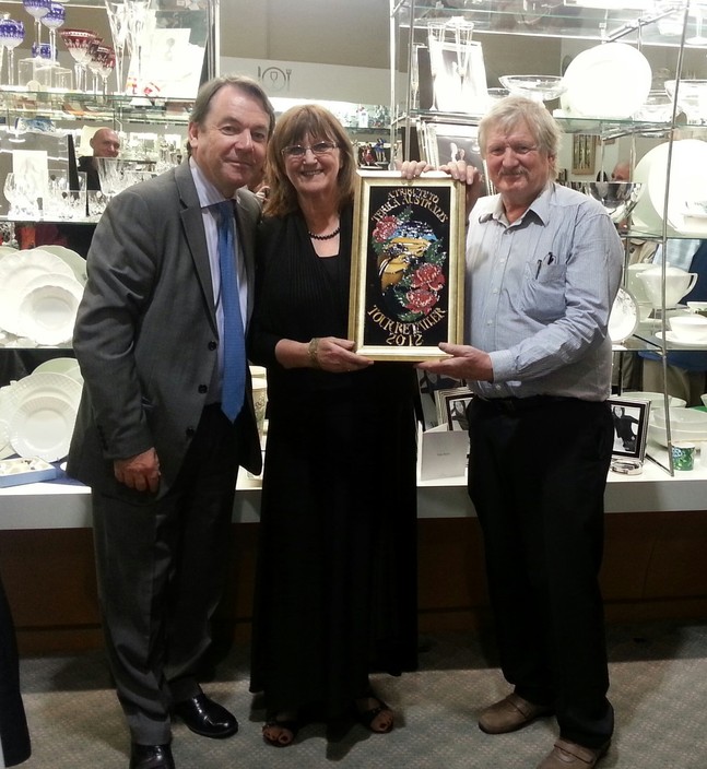 Claremont Tableware Pic 1 - Petula Mike Owners of Claremont Tableware with Eric Knowles of Antique Roadshow fame