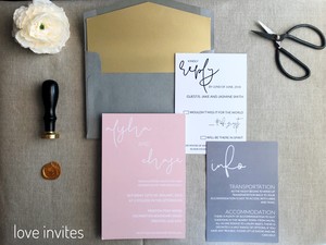 Love Invites Pic 2 - Modern blush grey wedding invitation suite