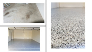 Suncoast Coatings Pic 2 - Flake Epoxy Garage Before After