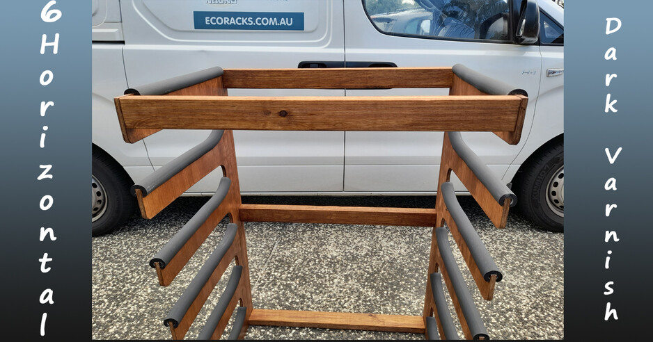 Eco Racks Pic 1 - 6 board horizontal surf rack in dark varnish