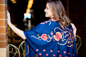 Advika Pic 3 - Saigon Nights Stunning hand embroidered merino wool shawl